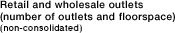 Retail and wholesale outlets (number of outlets and floorspace) (non-consolidated)