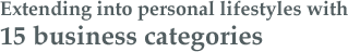 Extending into personal lifestyles with 15 business categories