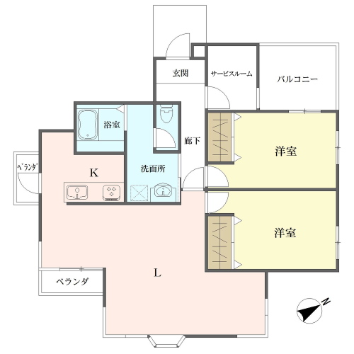間取図 ※S(サービスルーム)=納戸