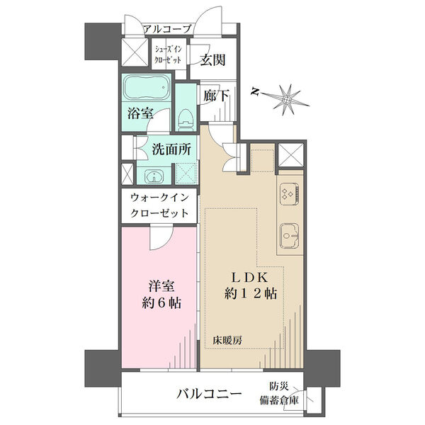 洋室にウォークインクローゼット有
