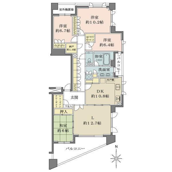 南・東2面バルコニー付き。LDKは計約23.5帖、全居室6帖以上。随所に豊富な収納が備わっています。