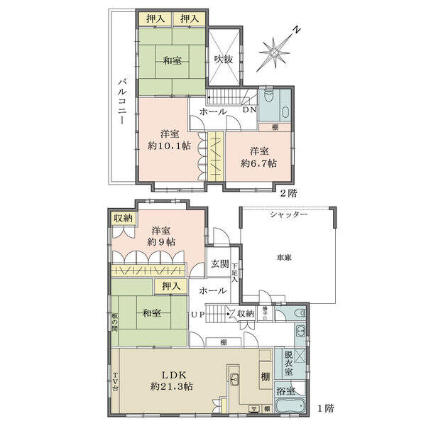 全居室6帖以上の広さ。トイレは2箇所、脱衣室は洗面と独立していて、ご家族皆さまが快適に過ごせます。