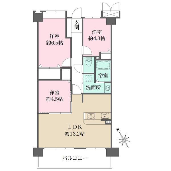 7階部分の南西向き住戸。LDKに隣接する洋室は、個室やリビングの延長などシーンに応じて利用可能です。