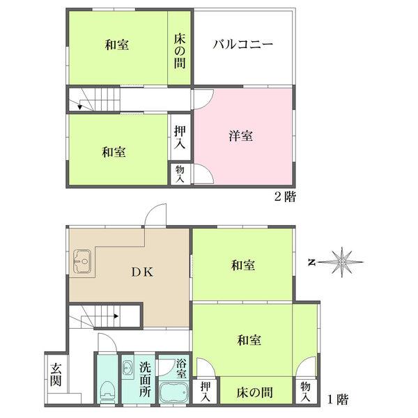 各居室やキッチンに窓があり、陽当り良好な住まいです。1階の和室2部屋は襖を開放し、広々と使えます。