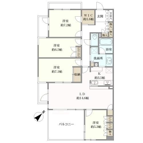 間取図 WIC:ウォークインクローゼット