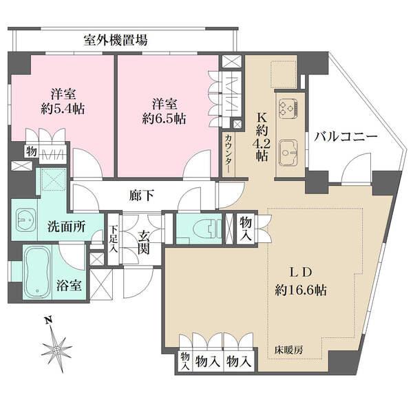 三方角部屋住戸。LDKは、広々約20.8帖。全居室窓に面し、開放的な住空間。全居室に収納有。