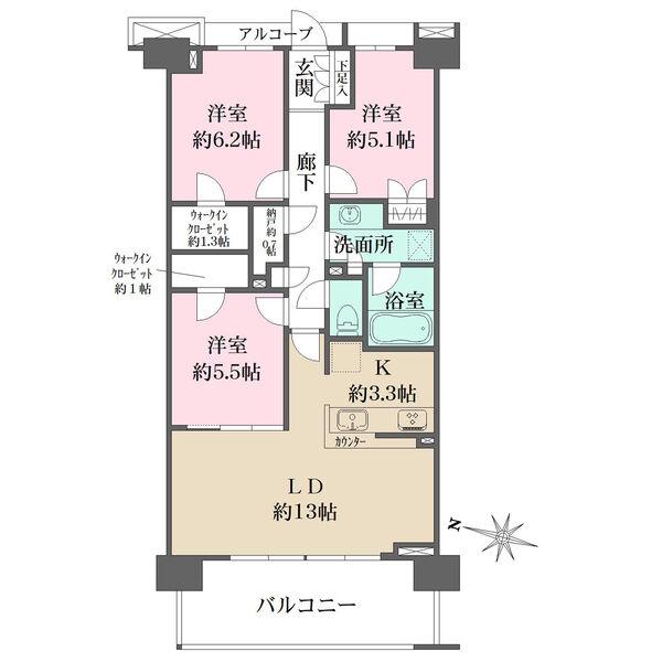 全居室5帖超のゆとりある間取り設計。2箇所のウォークインクローゼットや納戸など、収納豊富です。