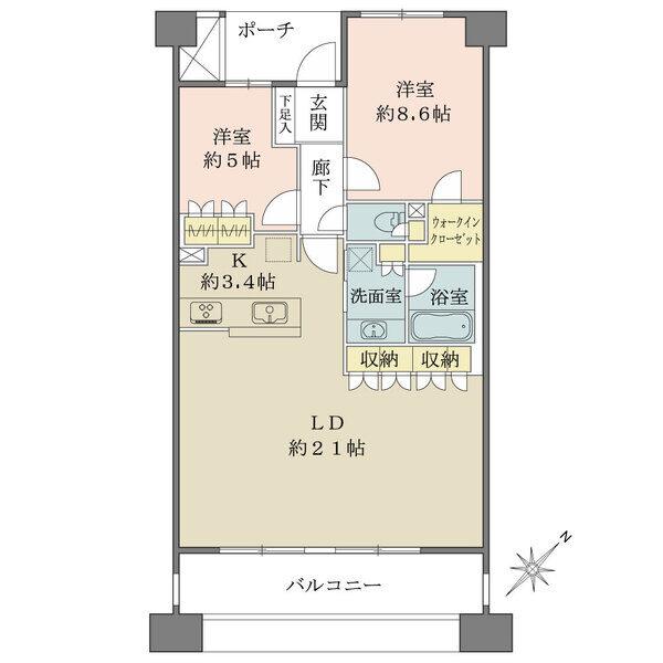 広々としたリビングダイニングと横浜ベイブリッジが見える眺望が特徴の開放感のあるお部屋となっています。
