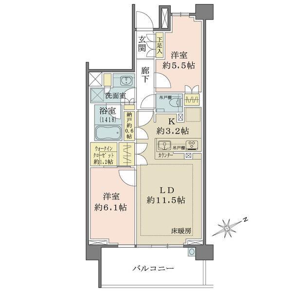 ウォークインクローゼット:約1.2帖