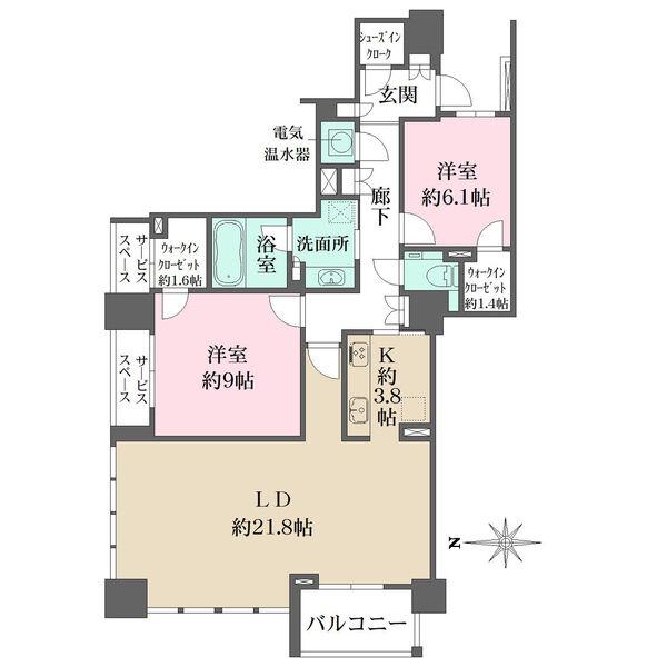 キッチンは廊下とLDの2WAY仕様。各洋室にウォークインクローゼット付きで、収納が豊富な住まいです。