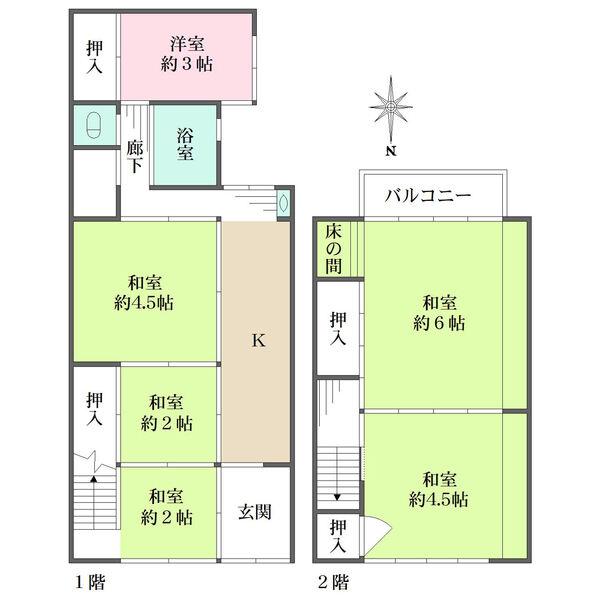 和洋室が6部屋あり、ファミリー世帯に暮らしやすい住まい。浴室や居室など各所に窓があり、通風良好です。