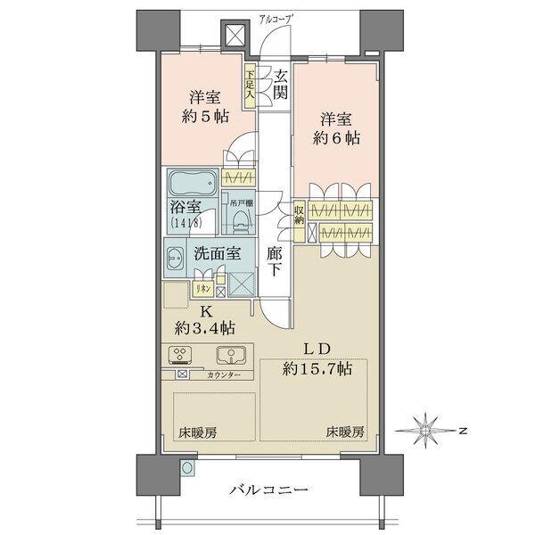 LDKは約19.1帖、全居室5帖以上のゆとりある広さが確保された住まいです。全居室他各所に収納有。
