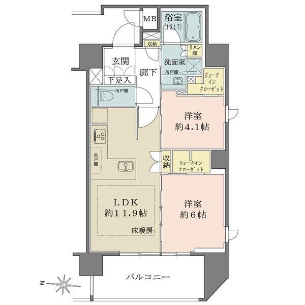 角住戸につき、全居室が窓に面しています。各洋室のウォークインクローゼットなど、全居室に収納豊富。