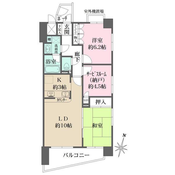 2LDK+Sの家具の配置がしやすい間取り。納戸が約4.5帖。