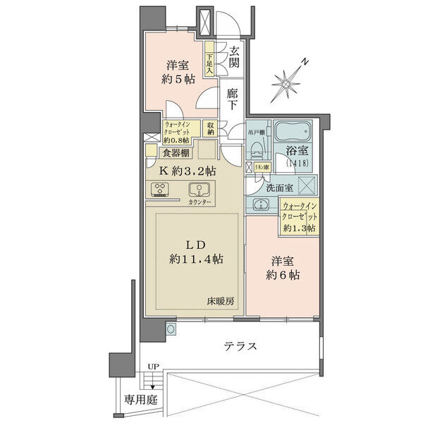 洋室2部屋にそれぞれウォークインクローゼットのある収納豊富なお部屋です。