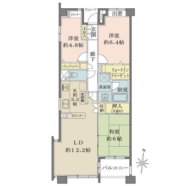 LDKは各所に窓有り。キッチンはカウンター付き。全居室収納の他、専用使用権付きトランクルーム有り。