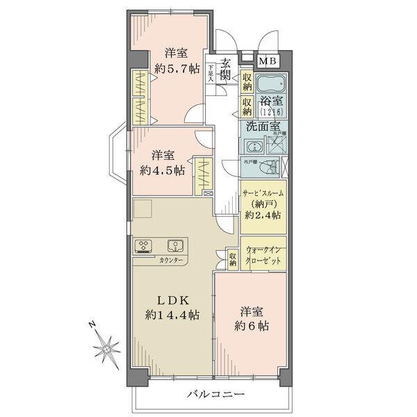 LDKは洋室と一体利用で約20.4帖のゆとりある空間。納戸やウォークインクローゼットなど収納豊富。