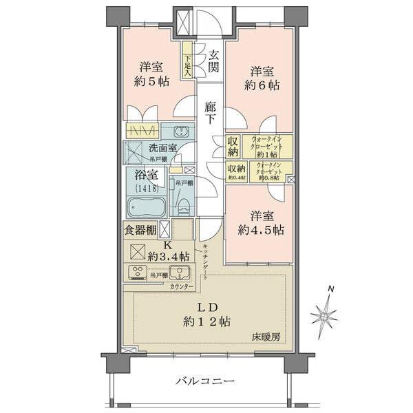 2つのウォークインクローゼット、廊下収納、床下収納など、随所に収納が設けられた住まいです。
