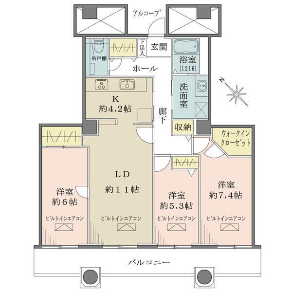 全居室が開口部に面し、陽当り・通風良好です。ウォークインクローゼットなど、室内各所に豊富な収納有。