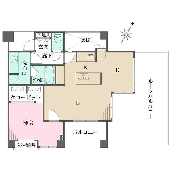 陽当り・通風良好な、ルーフバルコニー付き角住戸。家事がしやすいII型アイランドキッチン採用。