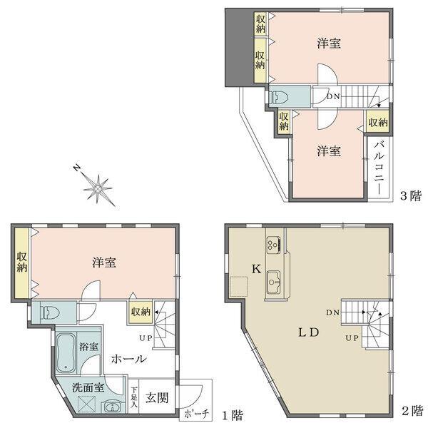 約20帖の広々としたLDK、各居室に収納スペースあり