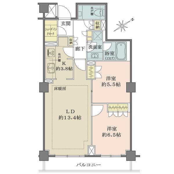 LD部分には足元から室内を暖める床暖房有。玄関にSIC、廊下部分に収納3カ所、各居室収納有。