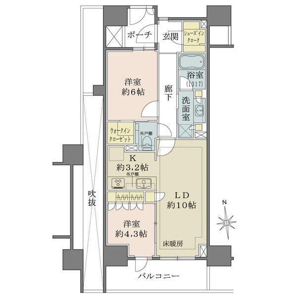 ウォークインクローゼット等、豊富な収納を備えた住戸。キッチンは独立性の高い配置で調理に集中できます。