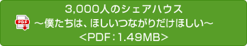 3,000人のシェアハウス　～僕たちは、ほしいつながりだけほしい～<PDF：1.49KB>