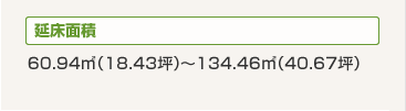延床面積 60.94m2(18.43坪)~134.46m2(40.67坪)