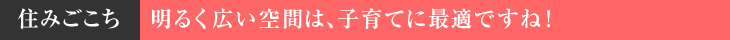 住みごこち　明るく広い空間は、子育てに最適ですね！