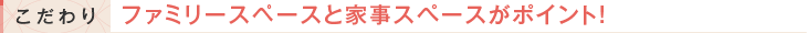 こだわり：ファミリースペースと家事スペースがポイント！
