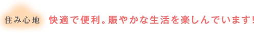 住み心地：快適で便利。賑やかな生活を楽しんでいます！