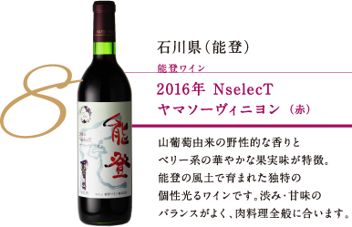 ［8］石川県（能登） 能登ワイン 2016年 NselecTヤマソーヴィニヨン（赤）
