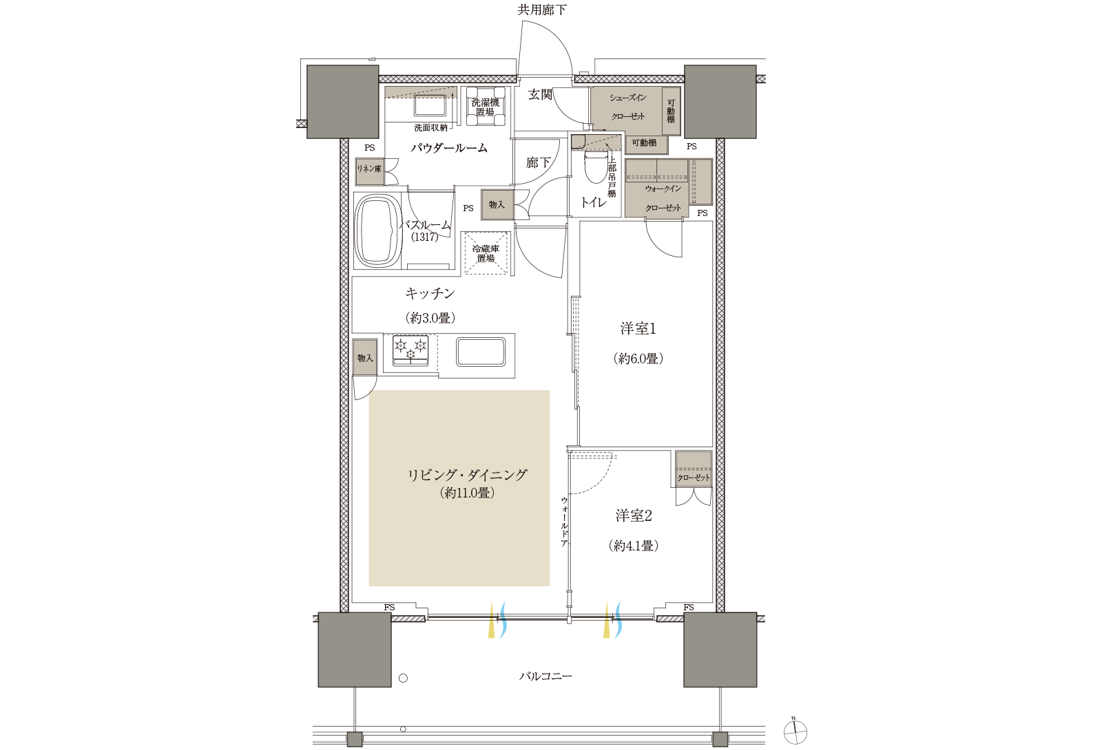 55B-1 type 間取り図
