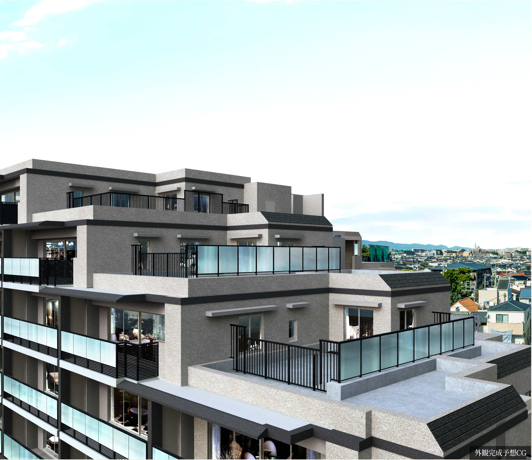 ルーフバルコニー外観完成予想CG