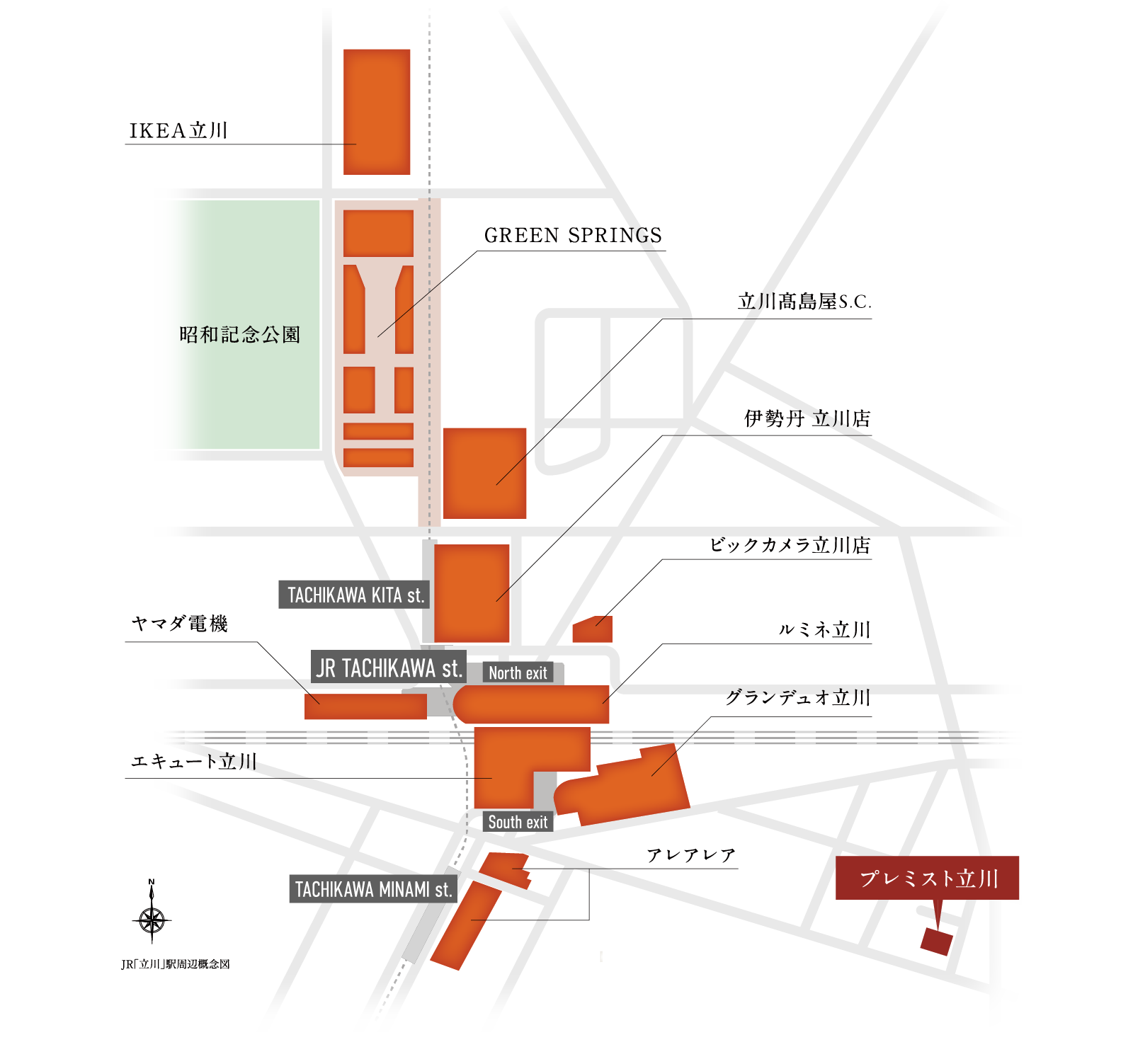 JR「立川」駅周辺概念図