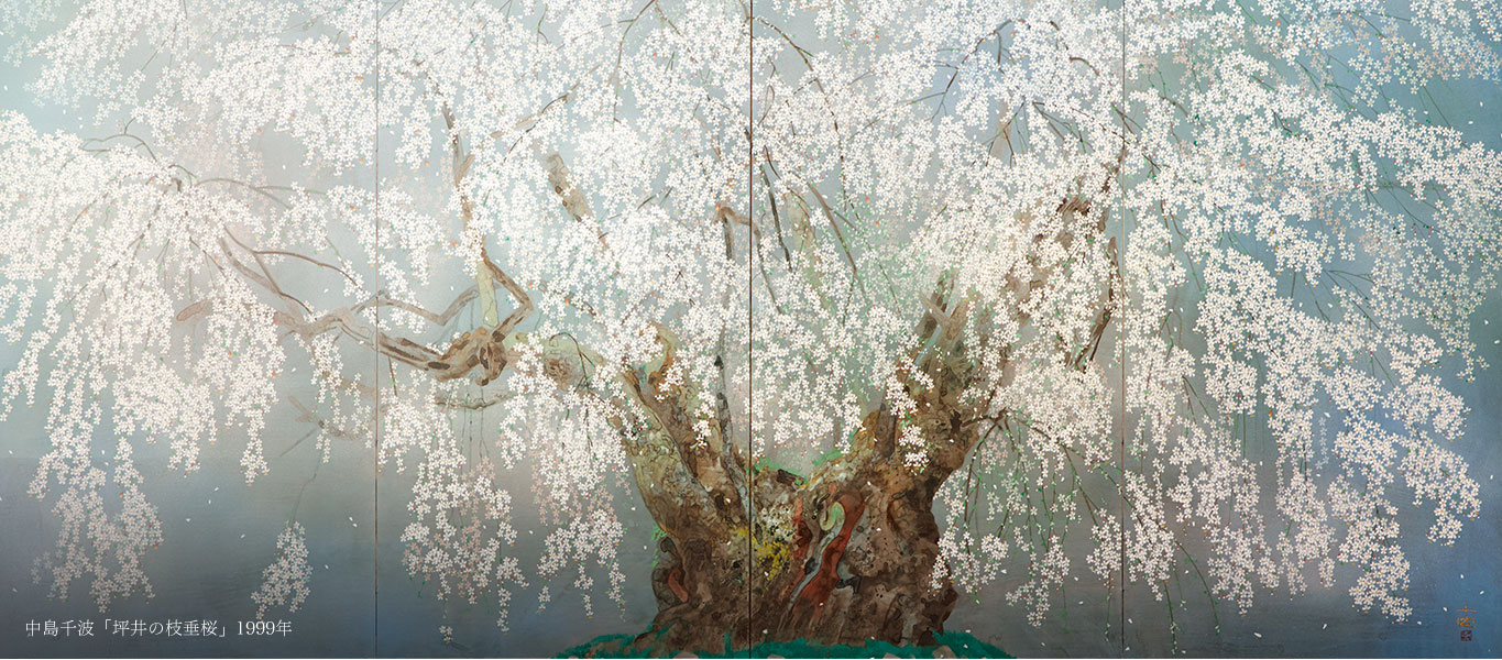 人間の顔を描くように生命の花を咲かせる桜を描く