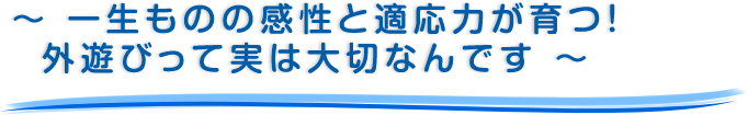 ～ 一生ものの感性と適応力が育つ！外遊びって実は大切なんです ～