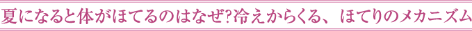 夏になると体がほてるのはなぜ？冷えからくる、ほてりのメカニズム