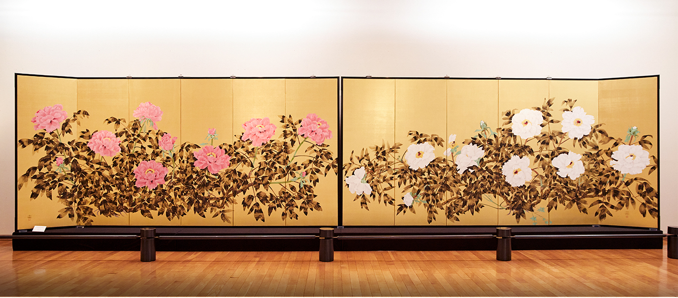 中島千波「紅白牡丹図」2010年