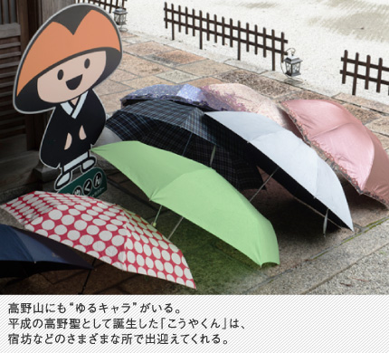 高野山にも“ゆるキャラ”がいる。平成の高野聖として誕生した「こうやくん」は、宿坊などのさまざまな所で出迎えてくれる。