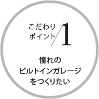 こだわりポイント1 憧れのビルトインガレージをつくりたい