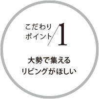こだわりポイント1 大勢で集えるリビングがほしい