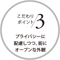 こだわりポイント3 プライバシーに配慮しつつ、街にオープンな外観