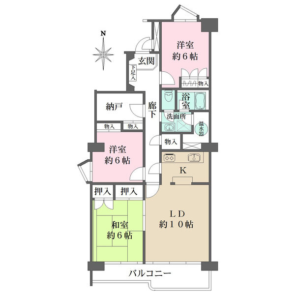 各部屋６帖以上の使いやすい間取りです。
