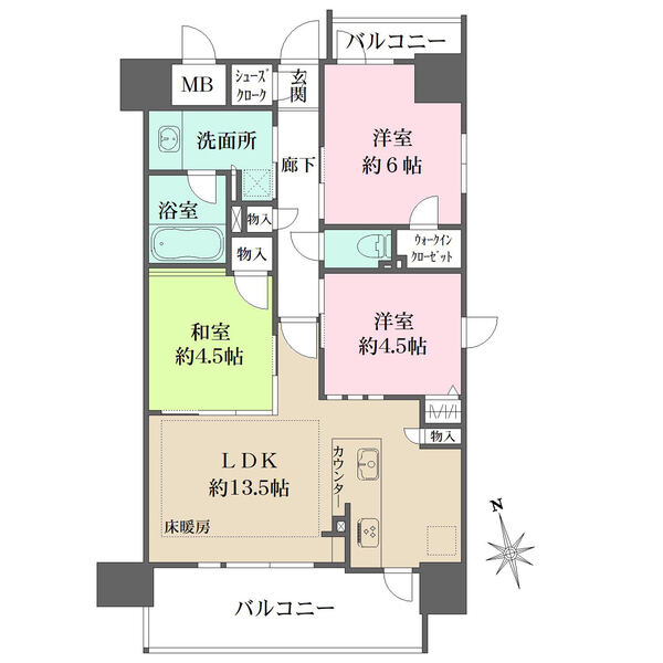 11階南東角住戸につき陽当り＆通風良好。LDKと和室は襖を開放し、約18帖の広々空間として活用可能。