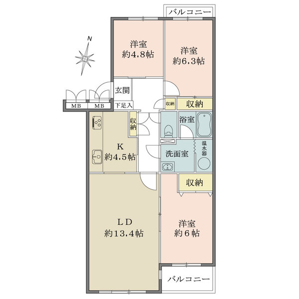 ゆとりある80.01m2の3LDKとなります。是非一度ご見学ください。