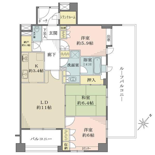 2面採光の各居室ゆとりある間取り設計です。室内お綺麗にお使いです。