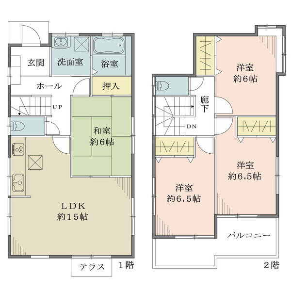 各居室6帖以上のゆとりある間取り設計です。