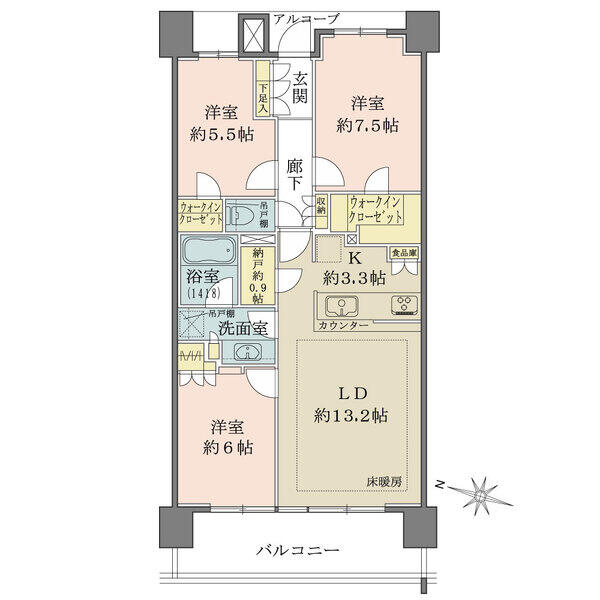 WIC2箇所（1.9帖、0.7帖）、納戸（0.9帖）の他にも細かな収納が豊富にあります。